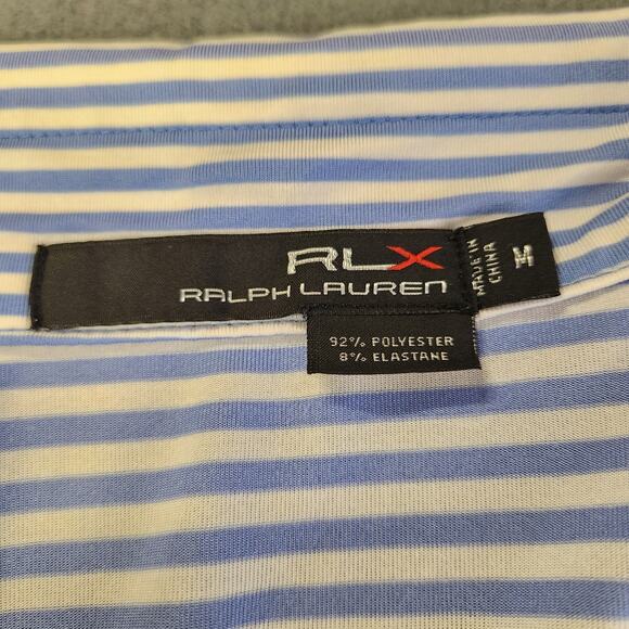 RLX RALPH LAUREN SS Golf Polo Men M Purple White Stripe Activewear CROOKED STICK - Picture 4 of 8